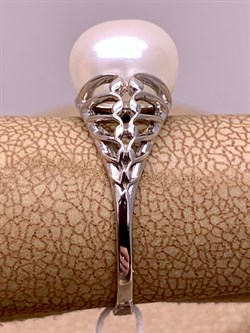 *Кольцо р.17,5 Белый Жемчуг д.9,5*10мм арт. 1.0480.0.b-458  Вес 2,87 г - фото 292038