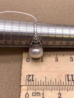 *Кольцо р.17,5 Белый Жемчуг д.9,5*10мм арт. 1.0480.0.b-458  Вес 2,87 г - фото 292041