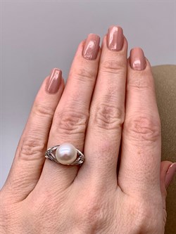 *Кольцо р.16 Белый Жемчуг д.9,5*10мм арт. 1.0480.0.b-397 Вес 2,79 г - фото 292045