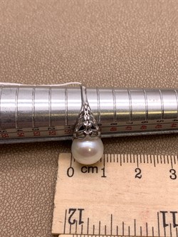 *Кольцо р.16 Белый Жемчуг д.9,5*10мм арт. 1.0480.0.b-397 Вес 2,79 г - фото 292050