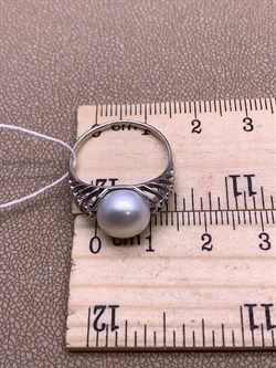 *Кольцо р.18 Белый Жемчуг д.9,5*10мм арт. 1.0480.0.b-287 Вес 2,6 г - фото 292053