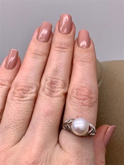 *Кольцо р.18 Белый Жемчуг д.9,5*10мм арт. 1.0480.0.b-294 Вес 2,61 г - фото 292065