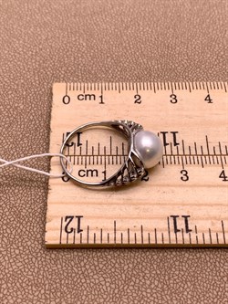 *Кольцо р.17,5 Белый Жемчуг д.9,5*10мм арт. 1.0480.0.b-331 Вес 2,74 г - фото 292072