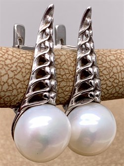 *Серьги Белый Жемчуг д.9,5*10мм арт. 21500480.0.b-409 Вес 4,64 г - фото 292127