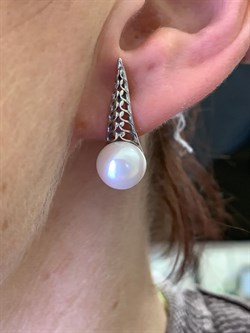 *Серьги Белый Жемчуг д.9,5*10мм арт.21500480.0.b-625 Вес 4,65 г - фото 292133