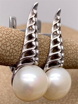 *Серьги Белый Жемчуг д.9,5*10мм арт.21500480.0.b-625 Вес 4,65 г - фото 292136