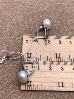 *Серьги Белый Жемчуг д.9,5*10мм арт. 21500480.0.b-713 Вес 4,92 г - фото 292139