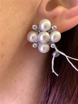 *Серьги Белый Жемчуг д.7*7,5мм арт 2.0106.0.b-471 Вес 8,71 г - фото 292149 *Серьги Белый Жемчуг д.7*7,5мм арт 2.0106.0.b-471 Вес 8,71 г - фото 292149