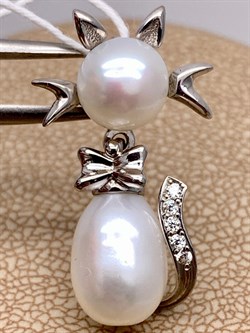 *Кулон Кошка Белый Жемчуг д.7*7,5 д.7,5*8мм арт. 3.0187.0.e-079 Вес 2,89 г - фото 292400 *Кулон Кошка Белый Жемчуг д.7*7,5 д.7,5*8мм арт. 3.0187.0.e-079 Вес 2,89 г - фото 292400