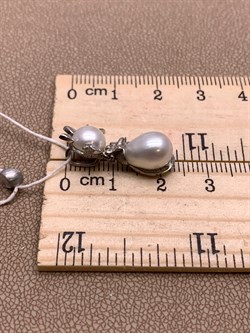 *Кулон Кошка Белый Жемчуг д.7*7,5 д.7,5*8мм арт. 3.0187.0.e-130 Вес 2,67 г - фото 292404