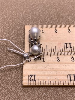 *Кулон Кошка Белый Жемчуг д.7*7,5 д.7,5*8мм арт. 3.0187.0.e-130 Вес 2,67 г - фото 292405