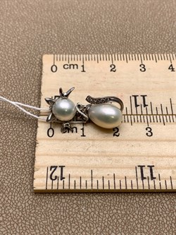 *Кулон Кошка Белый Жемчуг д.7*7,5 д.7,5*8мм арт. 3.0187.0.e-116 Вес 2,72 г - фото 292410