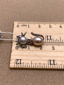 *Кулон Кошка Жемчуг Микс д.7*7,5 д.7,5*8мм арт. 3.0187.0.e-934 Вес 2,49 г - фото 292502