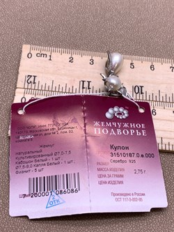 *Кулон Кошка Белый Жемчуг д.7*7,5 д.7,5*8мм арт. 3.0187.0.e-086 Вес 2,75 г - фото 292539 *Кулон Кошка Белый Жемчуг д.7*7,5 д.7,5*8мм арт. 3.0187.0.e-086 Вес 2,75 г - фото 292539