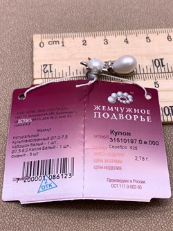 *Кулон Кошка Белый Жемчуг д.7*7,5 д.7,5*8мм арт. 3.0187.0.e-123 Вес 2,78 г - фото 292545 *Кулон Кошка Белый Жемчуг д.7*7,5 д.7,5*8мм арт. 3.0187.0.e-123 Вес 2,78 г - фото 292545