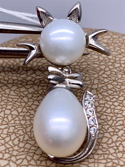 *Кулон Кошка Белый Жемчуг д.7*7,5 д.7,5*8мм арт. 3.0187.0.e-123 Вес 2,78 г - фото 292551 *Кулон Кошка Белый Жемчуг д.7*7,5 д.7,5*8мм арт. 3.0187.0.e-123 Вес 2,78 г - фото 292551