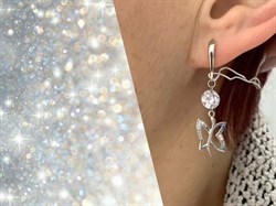 *Серьги Петли Льдинка Белый Фианит арт. 2340203739л-059 Вес 3,58 г - фото 292760