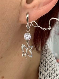 *Серьги Петли Льдинка Белый Фианит арт. 2340203739л-059 Вес 3,58 г - фото 292761