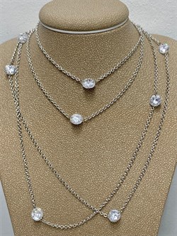 *Колье р.120 Льдинка Белый Фианит арт. 8340203042-120-068 Вес 12,93 г - фото 292774 *Колье р.120 Льдинка Белый Фианит арт. 8340203042-120-068 Вес 12,93 г - фото 292774