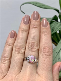 *Кольцо р.17,5 Розовый Опал иск арт. 1340250971л-30-892 Вес 2,13 г - фото 292796