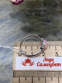 *Кольцо р.17,5 Розовый Опал иск арт. 1340250971л-30-892 Вес 2,13 г - фото 292799