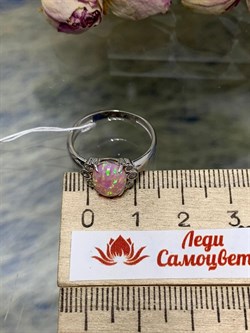 *Кольцо р.17,5 Розовый Опал иск арт. 1340250971л-30-892 Вес 2,13 г - фото 292800