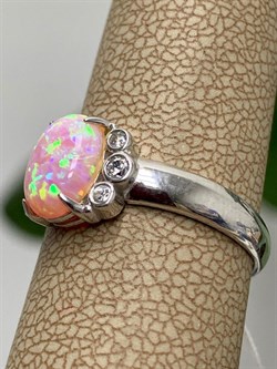 *Кольцо р.17,5 Розовый Опал иск арт. 1340250971л-30-892 Вес 2,13 г - фото 292804