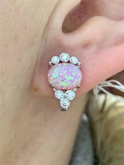*Серьги Розовый Опал иск арт. 2340250971л-30-895 Вес 2,96 г - фото 292808 *Серьги Розовый Опал иск арт. 2340250971л-30-895 Вес 2,96 г - фото 292808