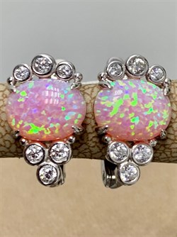 *Серьги Розовый Опал иск арт. 2340250971л-30-895 Вес 2,96 г - фото 292813 *Серьги Розовый Опал иск арт. 2340250971л-30-895 Вес 2,96 г - фото 292813
