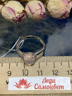 *Кольцо р.17,5 Розовый Кварц арт. 1340100371л-30-386 Вес 2,86 г - фото 292873