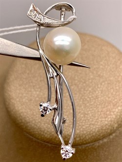 *Брошь Ветвь Белый Жемчуг д.10*10,5мм арт. 4.0213.8.b-922 Вес 3,73 г - фото 293108 *Брошь Ветвь Белый Жемчуг д.10*10,5мм арт. 4.0213.8.b-922 Вес 3,73 г - фото 293108