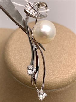 *Брошь Ветвь Белый Жемчуг д.10*10,5мм арт. 4.0213.8.b-922 Вес 3,73 г - фото 293109 *Брошь Ветвь Белый Жемчуг д.10*10,5мм арт. 4.0213.8.b-922 Вес 3,73 г - фото 293109