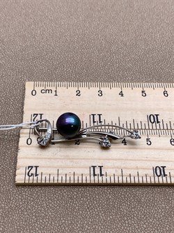 *Брошь Ветвь Черный Жемчуг д.10*10,5мм арт. 4.0213.8.b-476 Вес 3,64 г - фото 293111 *Брошь Ветвь Черный Жемчуг д.10*10,5мм арт. 4.0213.8.b-476 Вес 3,64 г - фото 293111