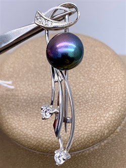 *Брошь Ветвь Черный Жемчуг д.10*10,5мм арт. 4.0213.8.b-476 Вес 3,64 г - фото 293117 *Брошь Ветвь Черный Жемчуг д.10*10,5мм арт. 4.0213.8.b-476 Вес 3,64 г - фото 293117