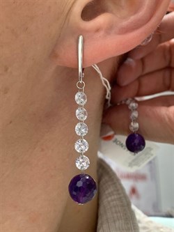 *Серьги Микс Аметист Фианит арт. 2340060624-1-399 Вес 5,62 г - фото 293301 *Серьги Микс Аметист Фианит арт. 2340060624-1-399 Вес 5,62 г - фото 293301