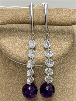 *Серьги Микс Аметист Фианит арт. 2340060624-1-399 Вес 5,62 г - фото 293304 *Серьги Микс Аметист Фианит арт. 2340060624-1-399 Вес 5,62 г - фото 293304