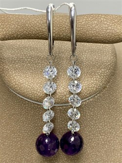 *Серьги Микс Аметист Фианит арт. 2340060624-1-399 Вес 5,62 г - фото 293305 *Серьги Микс Аметист Фианит арт. 2340060624-1-399 Вес 5,62 г - фото 293305