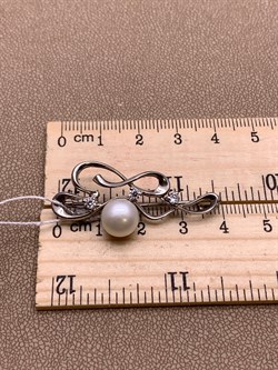 *Брошь Белый Жемчуг д.9*9,5мм арт. 4.0283.0.b-706 Вес 4,31 г - фото 293390