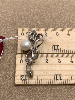 *Брошь Белый Жемчуг д.9*9,5мм арт. 4.0283.0.b-706 Вес 4,31 г - фото 293392