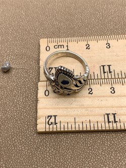 *Кольцо  Перо р.18 Микс Марказит Эмаль арт. HR1558-847 вес 5,65 г - фото 293844