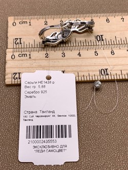 *Серьги  Перья Микс Марказит Эмаль арт. HE1438-553 вес 5,88 г - фото 293871