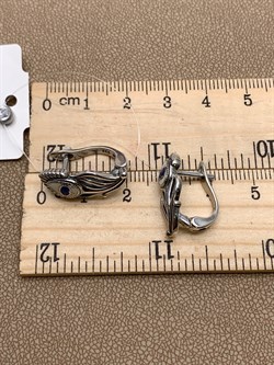 *Серьги  Перья Микс Марказит Эмаль арт. HE1438-553 вес 5,88 г - фото 293873