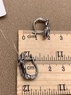 *Серьги  Перья Микс Марказит Эмаль арт. HE1438-553 вес 5,88 г - фото 293874