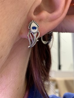 *Серьги  Перья Микс Марказит Эмаль арт. HE1438-553 вес 5,88 г - фото 293875