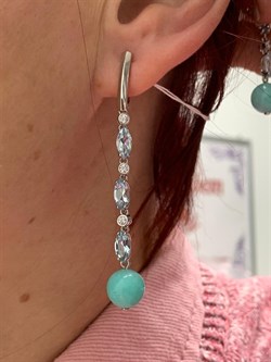 *Серьги Амазонит Голубой Топаз арт. 2340371204л-2-70-819 Вес 8,28 г - фото 293995