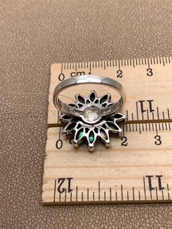 *Кольцо Подсолнух р.18 Микс Марказит Перламутр Абалон арт. HR1363-677 вес 5,86 г - фото 294114