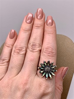 *Кольцо Подсолнух р.18 Микс Марказит Перламутр Абалон арт. HR1363-677 вес 5,86 г - фото 294115