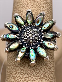 *Кольцо Подсолнух р.18 Микс Марказит Перламутр Абалон арт. HR1363-677 вес 5,86 г - фото 294116