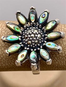 *Кольцо Подсолнух р.18 Микс Марказит Перламутр Абалон арт. HR1363-677 вес 5,86 г - фото 294118