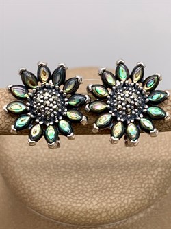 *Серьги Подсолнухи Микс Марказит Перламутр Абалон арт. HE1279-758 вес 7,35 г - фото 294146 *Серьги Подсолнухи Микс Марказит Перламутр Абалон арт. HE1279-758 вес 7,35 г - фото 294146